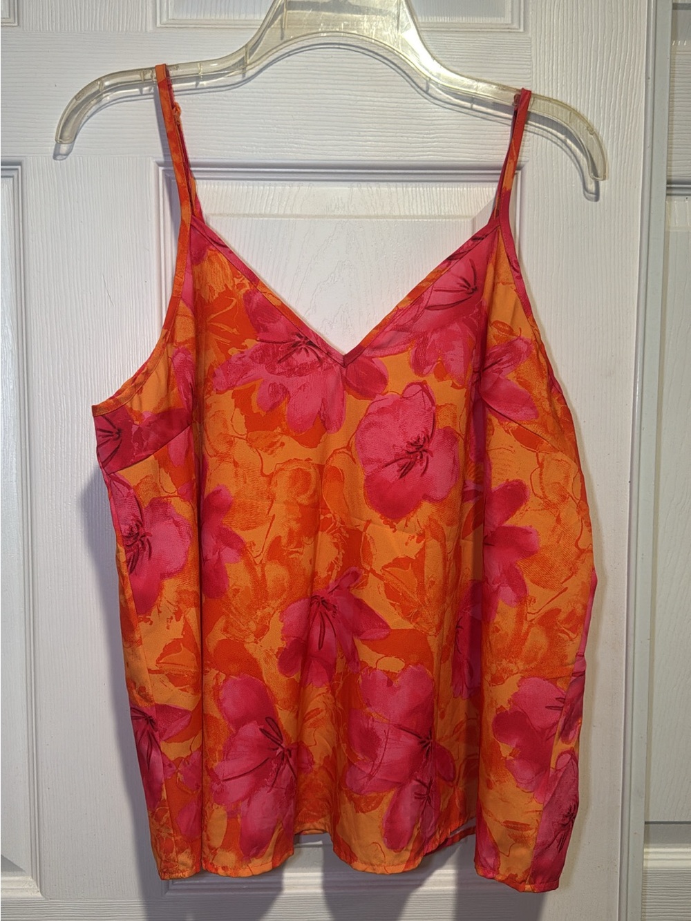 Women’s Floral V-Neck Tank Top - Pink & Orange